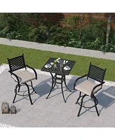 2-Piece Outdoor Swivel Chairs Aluminium Frame Patio Dining Chairs Bar Stool with Cushion Patio Swivel Stool