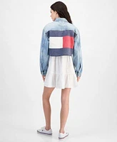 Tommy Jeans Womens Cropped Trucker Jacket Eyelet Dress