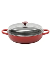 Crock Pot Artisan 5 Quart Cast Iron Braiser Everyday Pan With Borasilicate Lid - Red