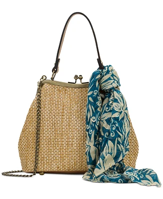 Patricia Nash Laureana Small Raffia Kisslock Bag with Scarf