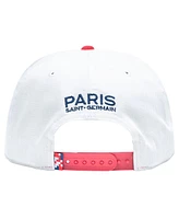 Fan Ink Men's White/Red Paris Saint-Germain Evolve Snapback Hat