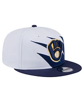 New Era Men's Navy/White Milwaukee Brewers Jagged 9FIFTY Snapback Hat