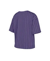 New Era Women's Purple Tampa Bay Rays City Connect Multiplier Pinstripe Cropped T-Shirt