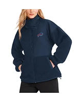 Dkny Sport Women's Navy Buffalo Bills Drew Mixed Media Full-Zip Jacket