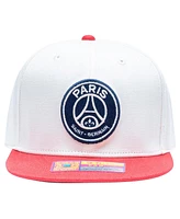 Fan Ink Men's White/Red Paris Saint-Germain Evolve Snapback Hat