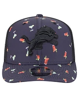 New Era Men's Navy/Black Detroit Lions Adventure Drinks Pattern 9SEVENTY Stretch-Snap Hat