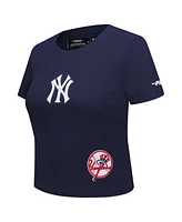 Pro Standard Women's Navy New York Yankees Game Day Classics Baby Doll Cropped T-Shirt