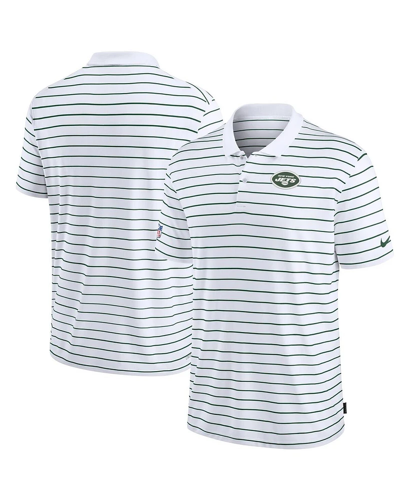 Nike Men's White New York Jets Sideline Lock Up Victory Performance Polo Shirt