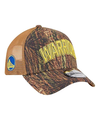 New Era Men's Camo Golden State Warriors Victory Grove Forest A-Frame Trucker 9FORTY Adjustable Hat