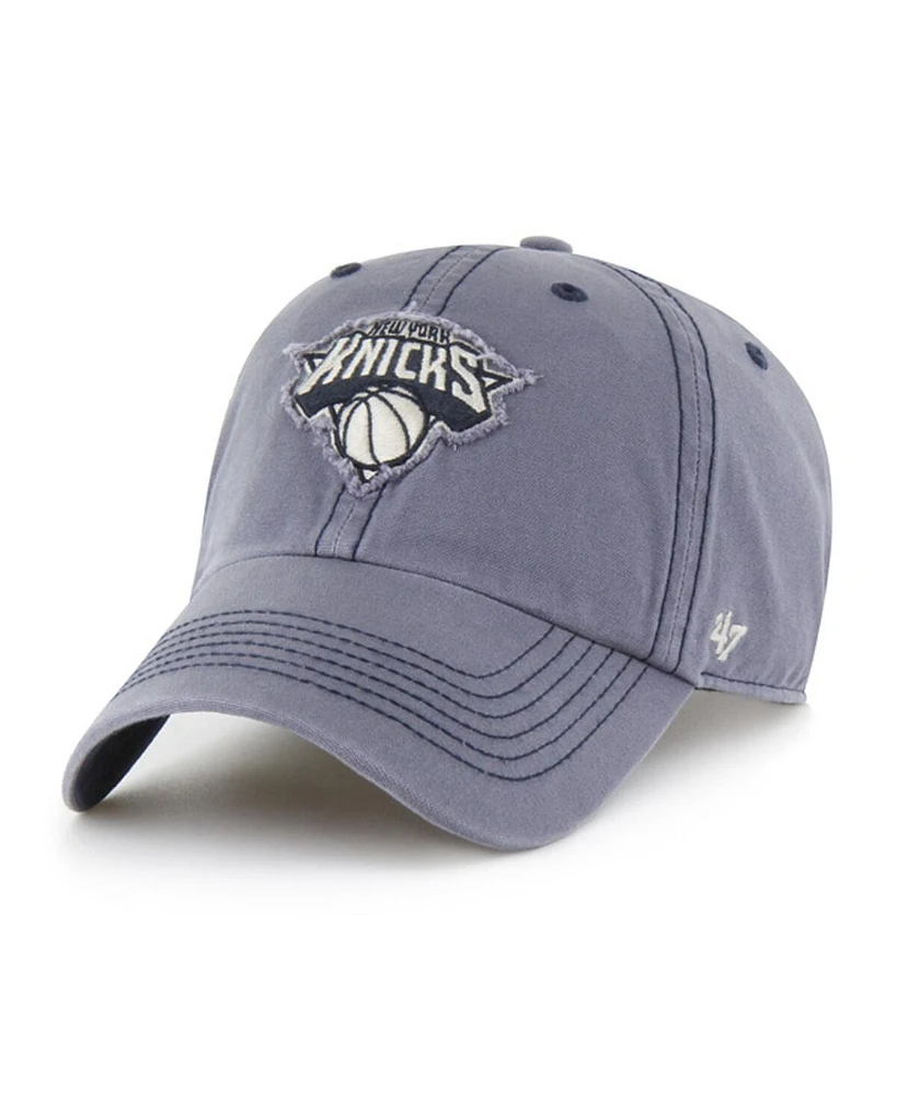 '47 Brand Men's Blue New York Knicks Scupper Rough Edge Applique Clean Up Adjustable Hat