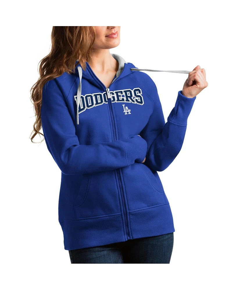 Antigua Women's Royal Los Angeles Dodgers Team Logo Victory Full-Zip Hoodie