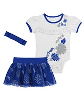 Outerstuff Baby Boys and Girls 3-Piece White Los Angeles Dodgers Sweet Catcher Headband Skirt Set