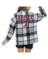 Gameday Couture Women's Grey Texas A M Aggies Long Sleeve Brushed Plaid Button-Up Overshirt Jacket