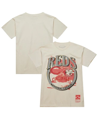 Mitchell & Ness Men's Cream Cincinnati Reds Cooperstown Collection crown Jewels T-Shirt