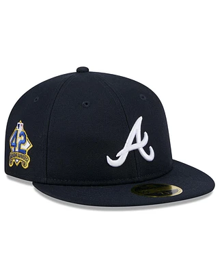 New Era Men's Navy Atlanta Braves 2025 Jackie Robinson Day Retro crown 59FIFTY Unstructured Hat