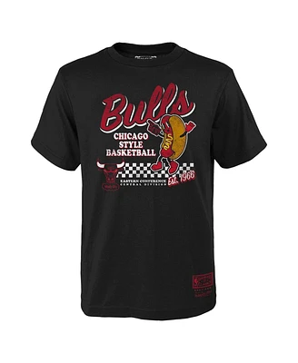 Mitchell & Ness Big Boys and Girls Black Chicago Bulls Concession Food Character T-Shirt