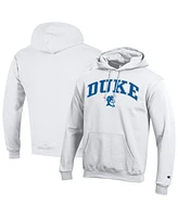 Champion Men's White Duke Blue Devils Arch Over Logo Pullover Hoodie