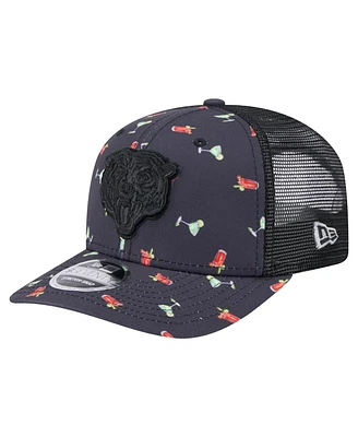 New Era Men's Navy/Black Chicago Bears Adventure Drinks Pattern 9SEVENTY Stretch-Snap Hat