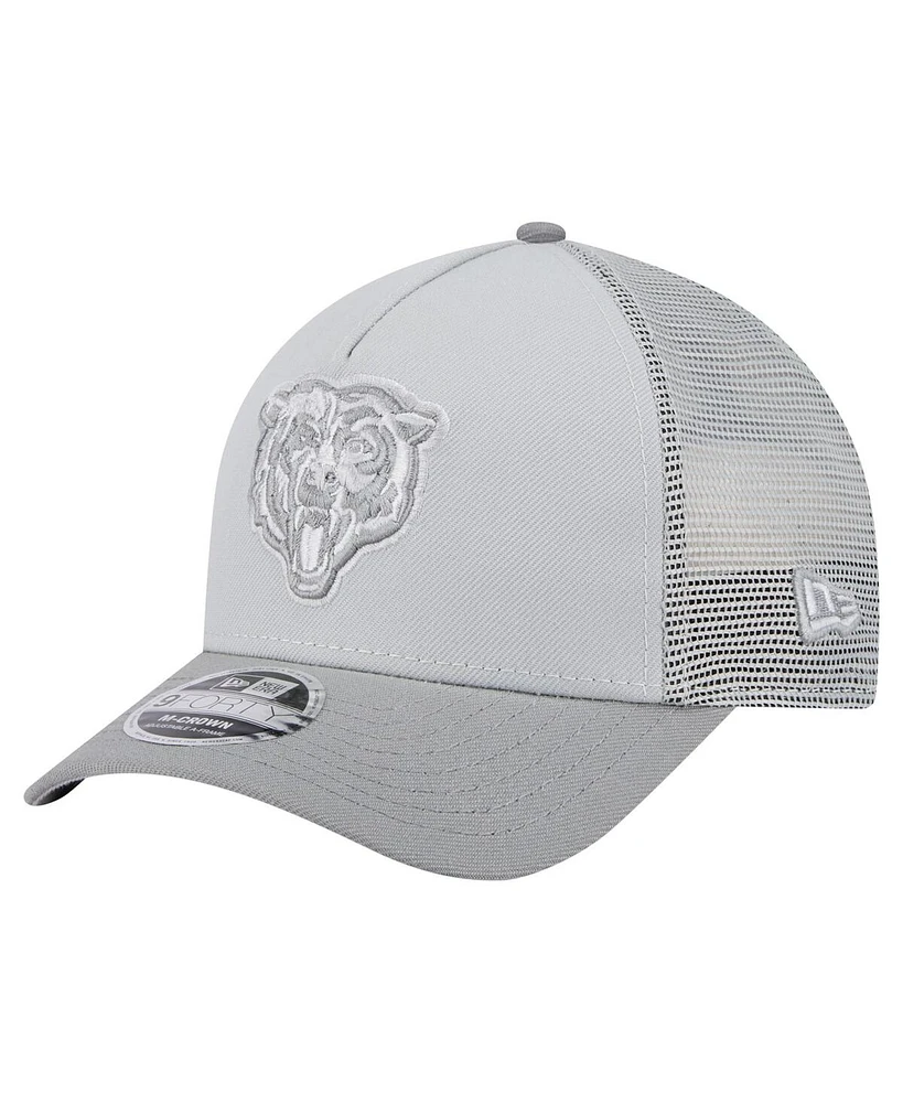 New Era Men's Gray Chicago Bears Domain A-Frame Trucker 9FORTY Adjustable Hat
