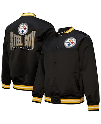 Mitchell & Ness Men's Black Pittsburgh Steelers Double Down Satin Full-Snap Jacket