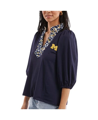 Smith & Quinn Women's Navy Michigan Wolverines Tailgate Collection Eliza Top