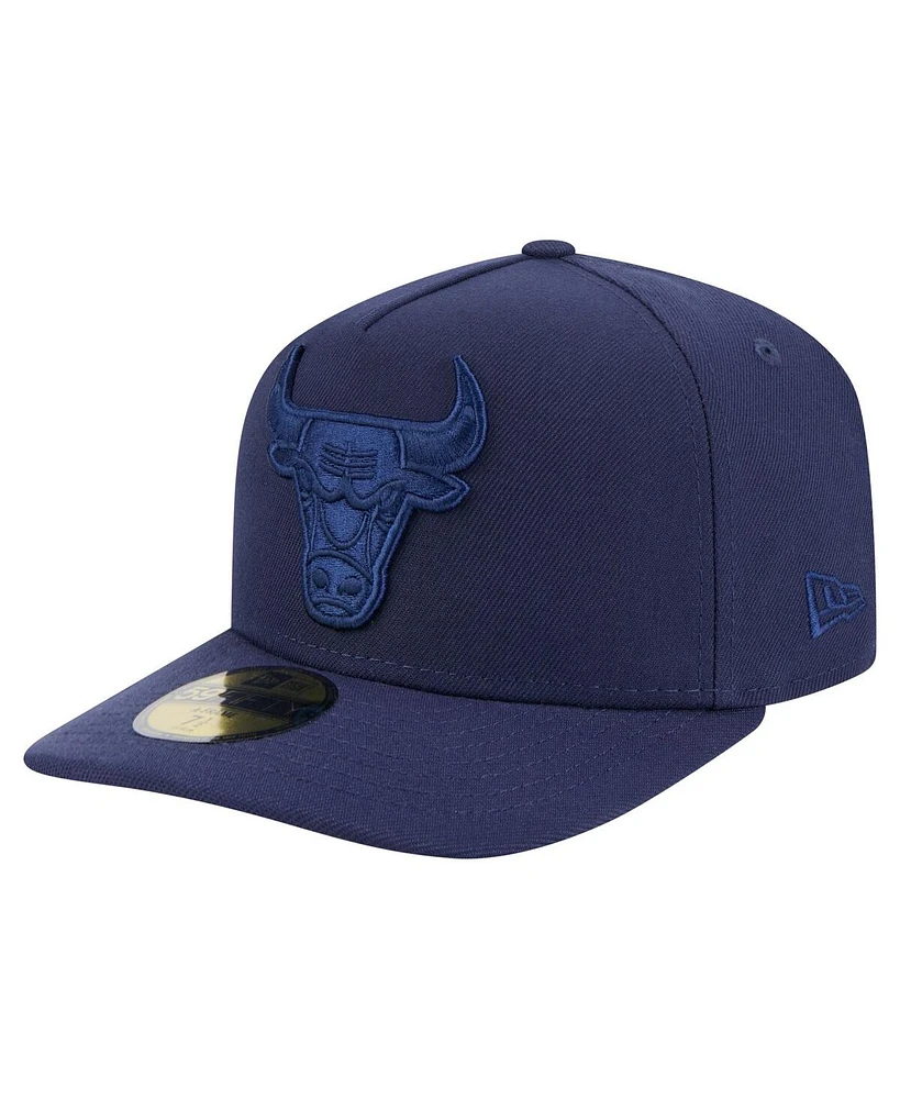 New Era Men's Navy Chicago Bulls Colorpack A-Frame Pinch Front 59FIFTY Fitted Hat