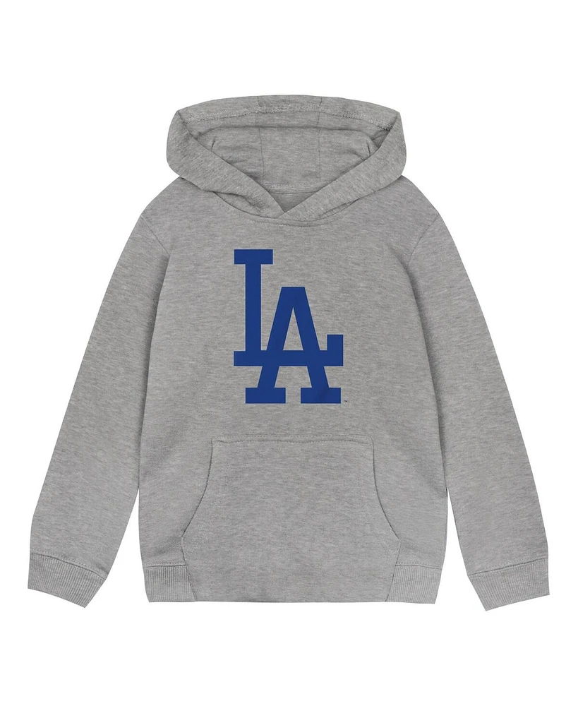 Outerstuff Toddler Heather Gray Los Angeles Dodgers Primary Logo Fleece Pullover Hoodie