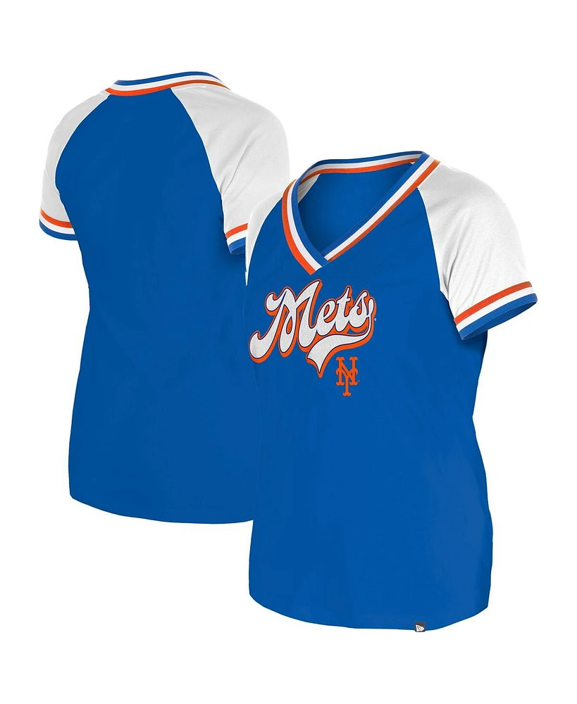 New Era Women's Royal York Mets Gameday Raglan V-Neck T-Shirt