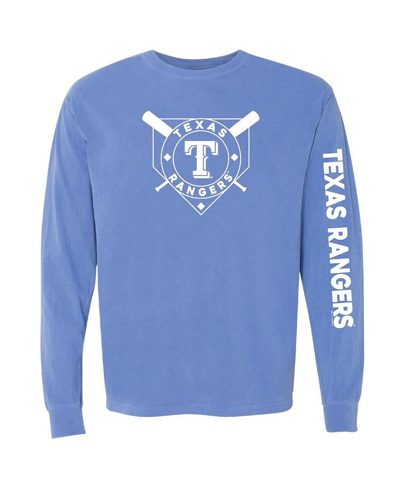 Soft as a Grape Women's Royal Texas Rangers Pigment Dye Long Sleeve T-Shirt