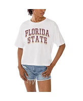 Gameday Couture Women's White Florida State Seminoles Claim To Fame Boxy Cropped T-Shirt