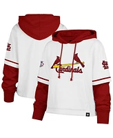 '47 Brand Women's White St. Louis Cardinals Trifecta Shortstop Cropped Pullover Hoodie
