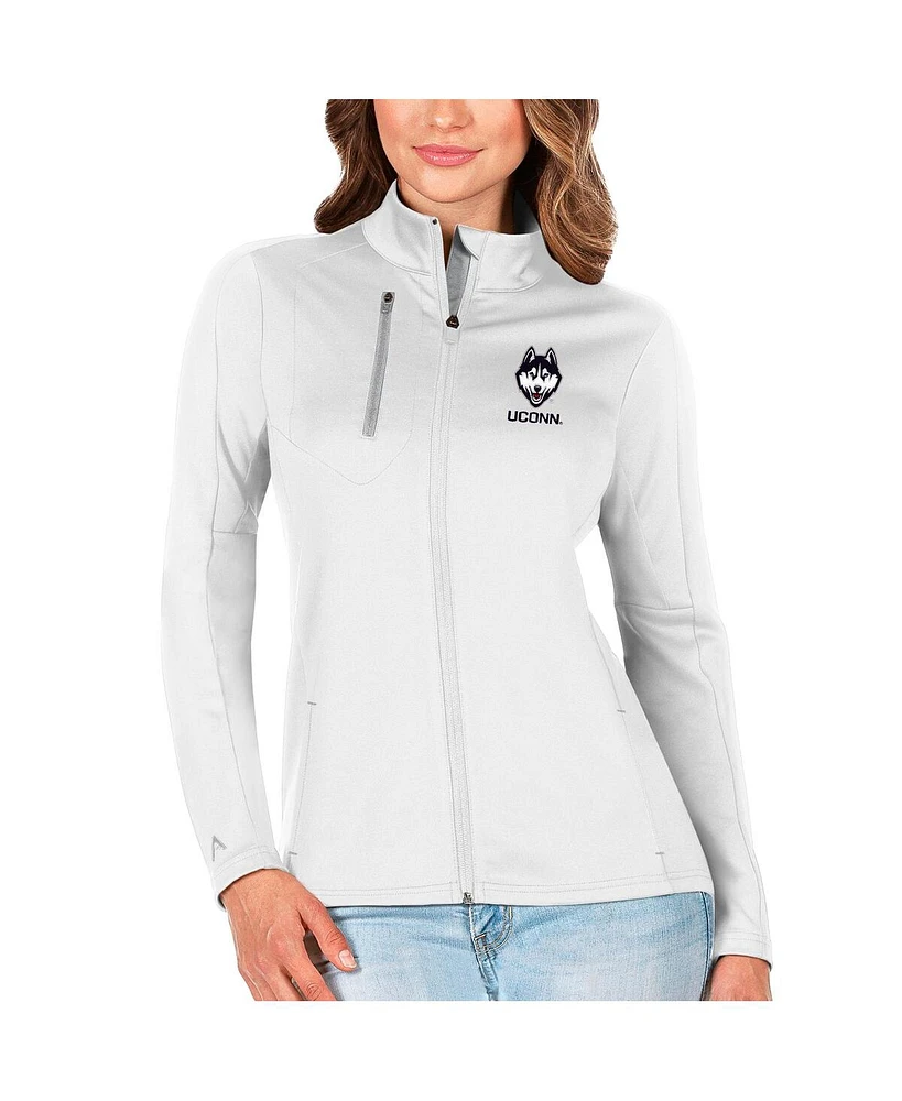 Antigua Women's White/Silver UConn Huskies Generation Full-Zip Jacket