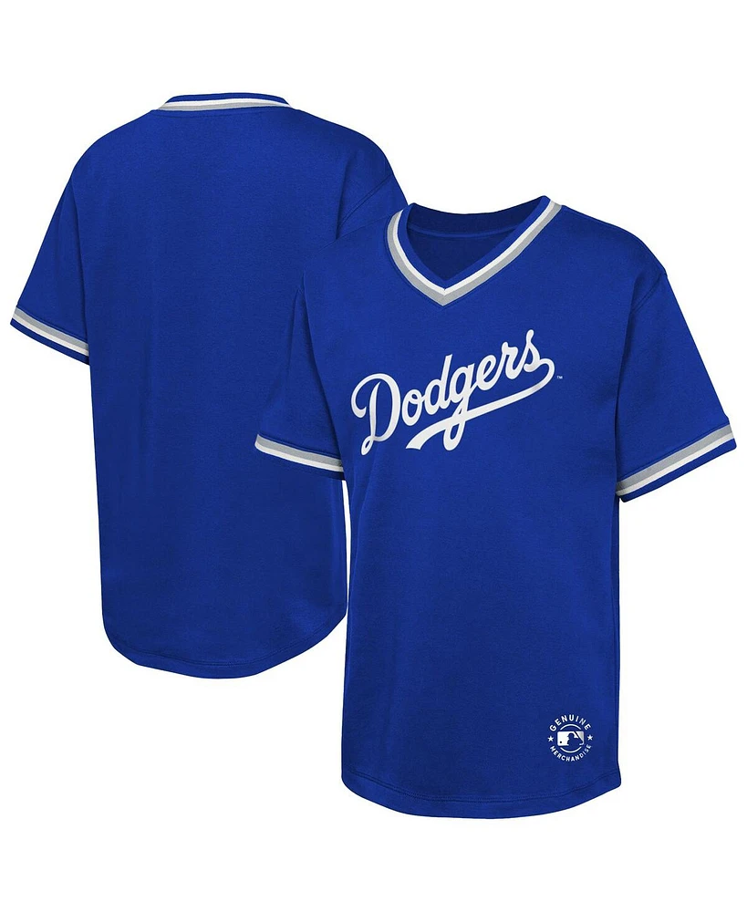 Outerstuff Big Boys and Girls Royal Los Angeles Dodgers Relief Pitcher V-Neck T-Shirt