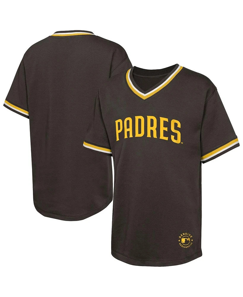 Outerstuff Big Boys and Girls Brown San Diego Padres Relief Pitcher V-Neck T-Shirt