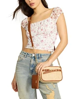 Madden Girl Millies Straw Camera Mini Crossbody Bag