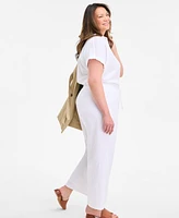 Style & Co Plus Cotton Gauze Drawstring Mid-Rise Wide-Leg Pants, Exclusively at Macy's