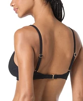 Michael Kors Women's Ribbed Hardware V-Neck Bikini Top