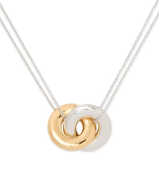 Kate Spade New York Two-Tone Interlock Ring Pendant Necklace, 16" + 3" extender