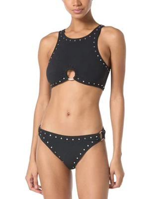 Michael Michael Kors Womens Crepe Ring Studded Front Crop Top Crepe Ring Studded Front Bottoms