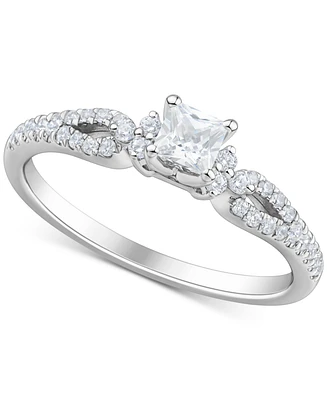 Diamond Princess-Cut Engagement Ring (1/2 ct. t.w.) in 14k White Gold