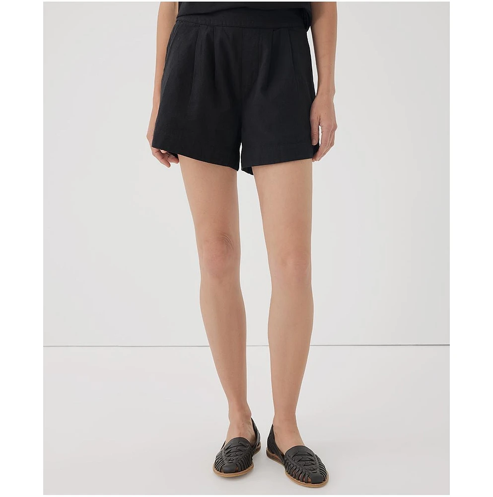 Pact Women's Organic Cotton Canopy Linen Blend High-Waisted Short