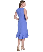 Tommy Hilfiger Women's Jacquard Tiered High-Low Hem Dress