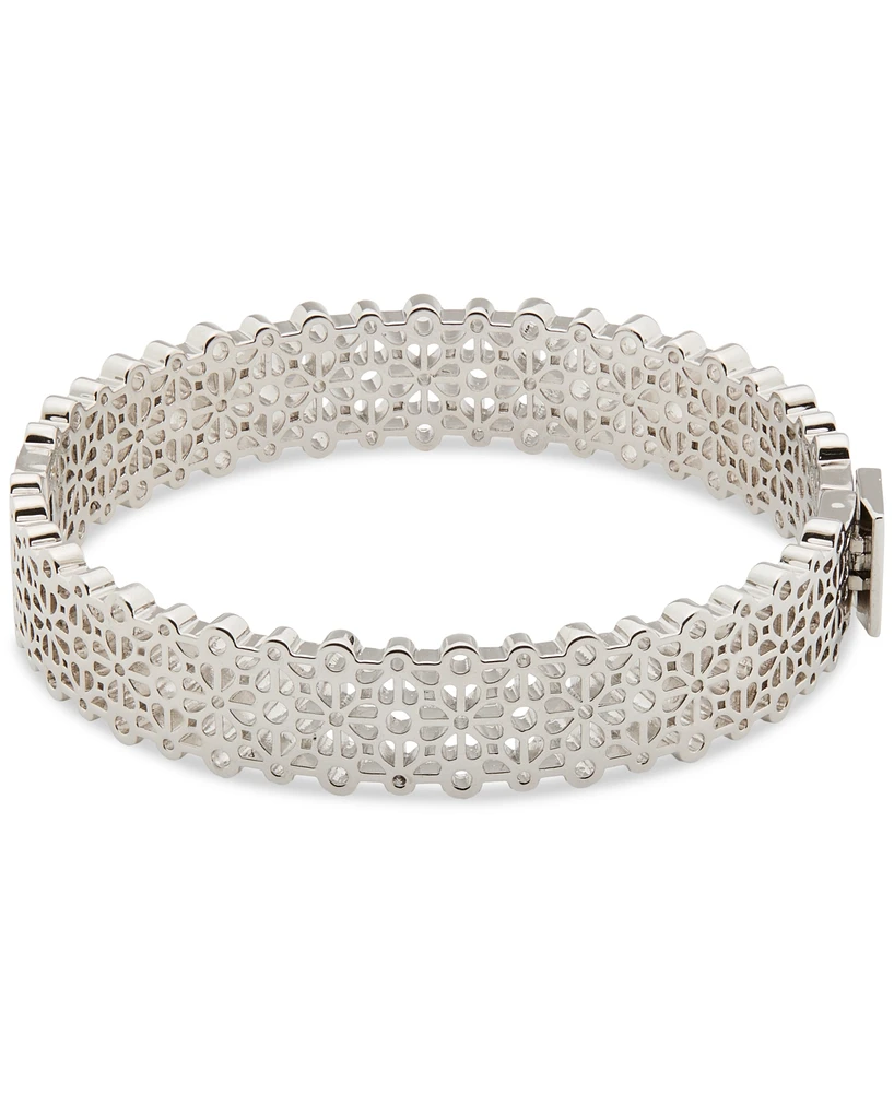 kate spade new york Silver-Tone Spade Flower Lace Thin Bangle Bracelet