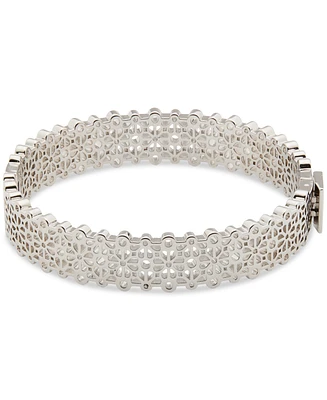 kate spade new york Silver-Tone Spade Flower Lace Thin Bangle Bracelet