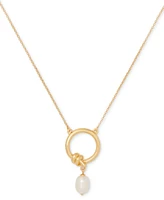 kate spade new york Gold-Tone Freshwater Pearl Pendant Necklace, 18" + 3" extender