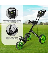 Jovial Foldable 3-Wheel Junior Golf Pull Cart with Scorecard Holder