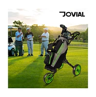 Jovial Foldable 3-Wheel Golf Push Cart with Scorecard Holder