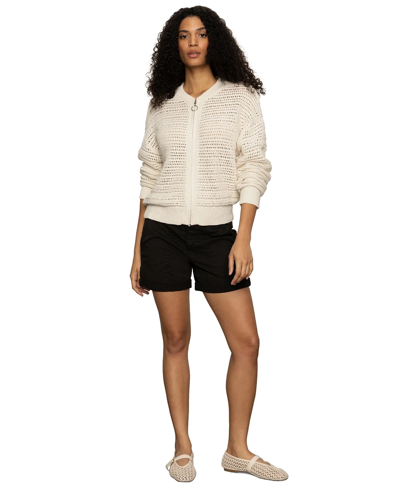 Sanctuary Women's Cotton Open-Knit Bomber Jacket