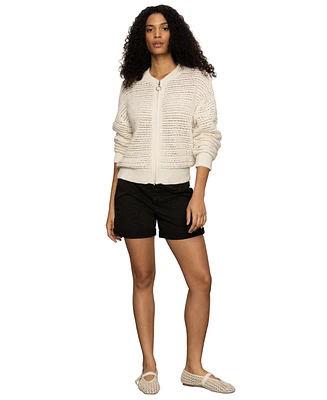 Sanctuary Women's Cotton Open-Knit Bomber Jacket
