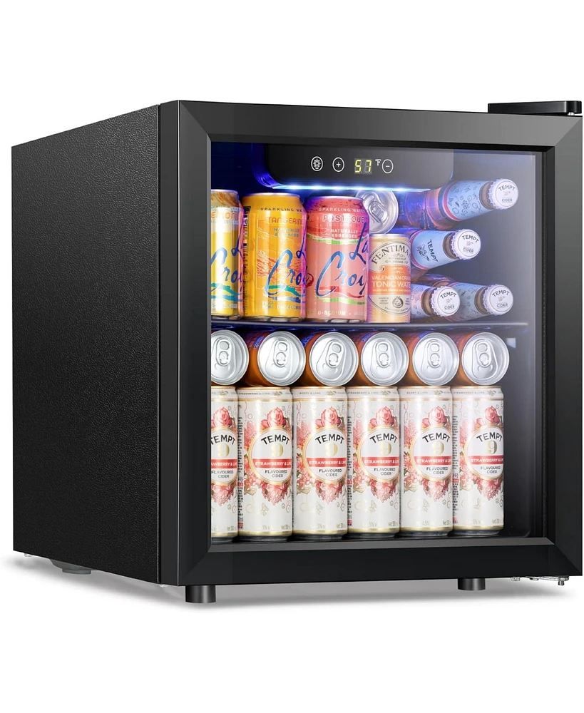 Zafro 1.3 Cu.ft Mini Beverage Fridge, 12 Bottle & 48 Can Cooler, Glass Door with Digital Temperature Control, Ideal for Soda, Beer, or Wine, Compact D